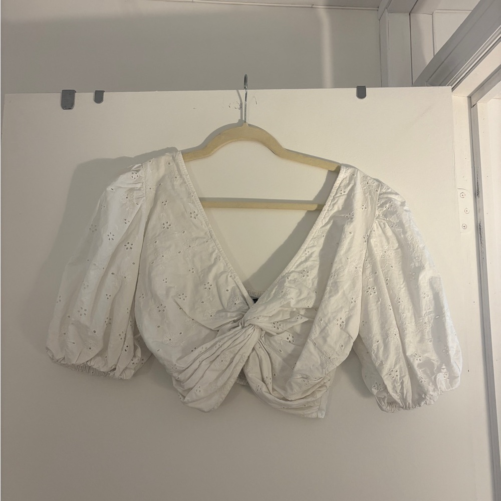 White Puff Sleeve Women's Top